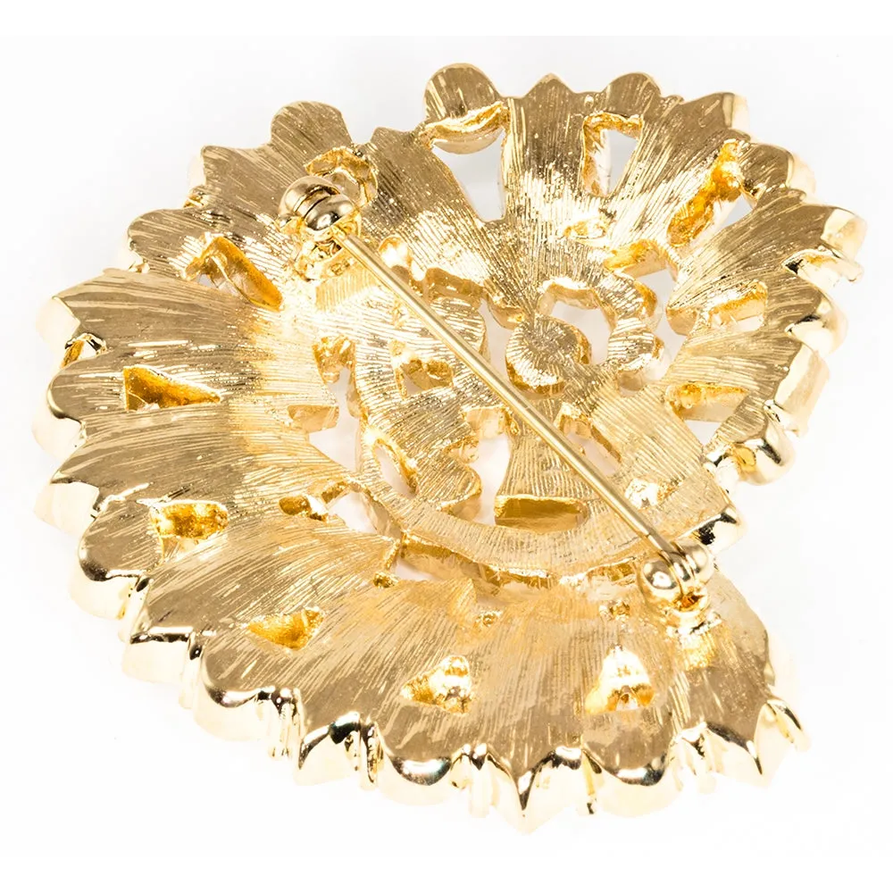 Treasures of the Earth Crystal Gold Plated Brooch