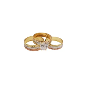 Tricolor Three-Piece Set Engagement Rings (14K)