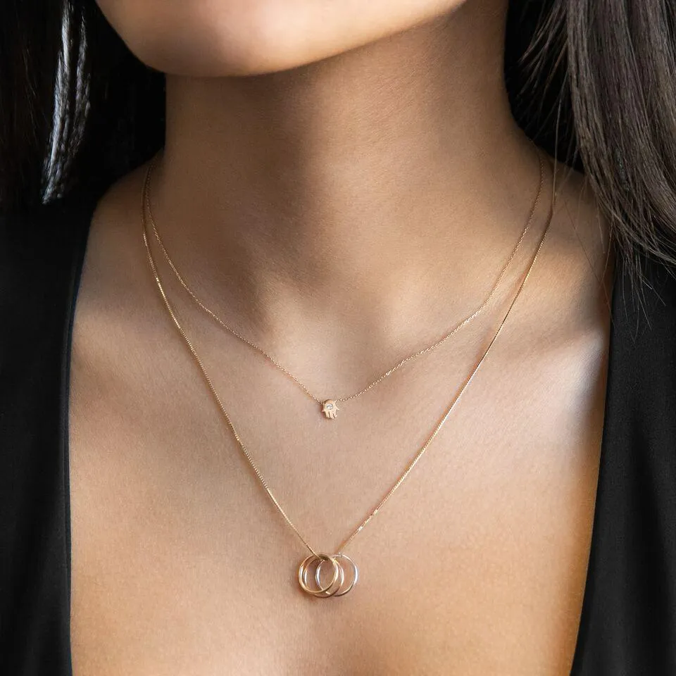 Trio Ring Necklace 14K