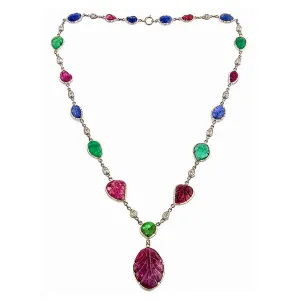 Tutti Frutti Sapphire, Ruby, Emerald & Diamond Necklace