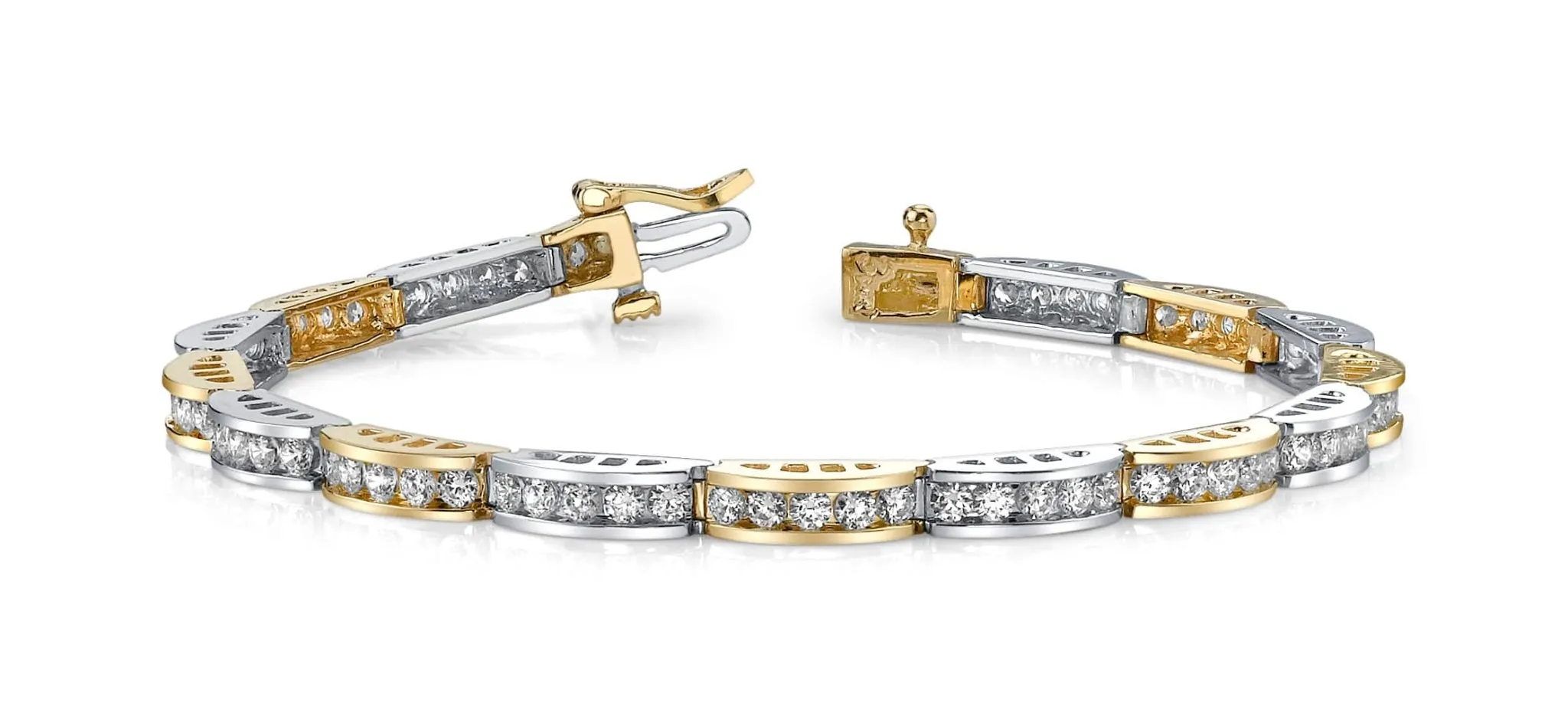 Two Tone Channel Link Lab-Grown Diamond Bracelet with 2.96 ct.(finished) 2.2mm