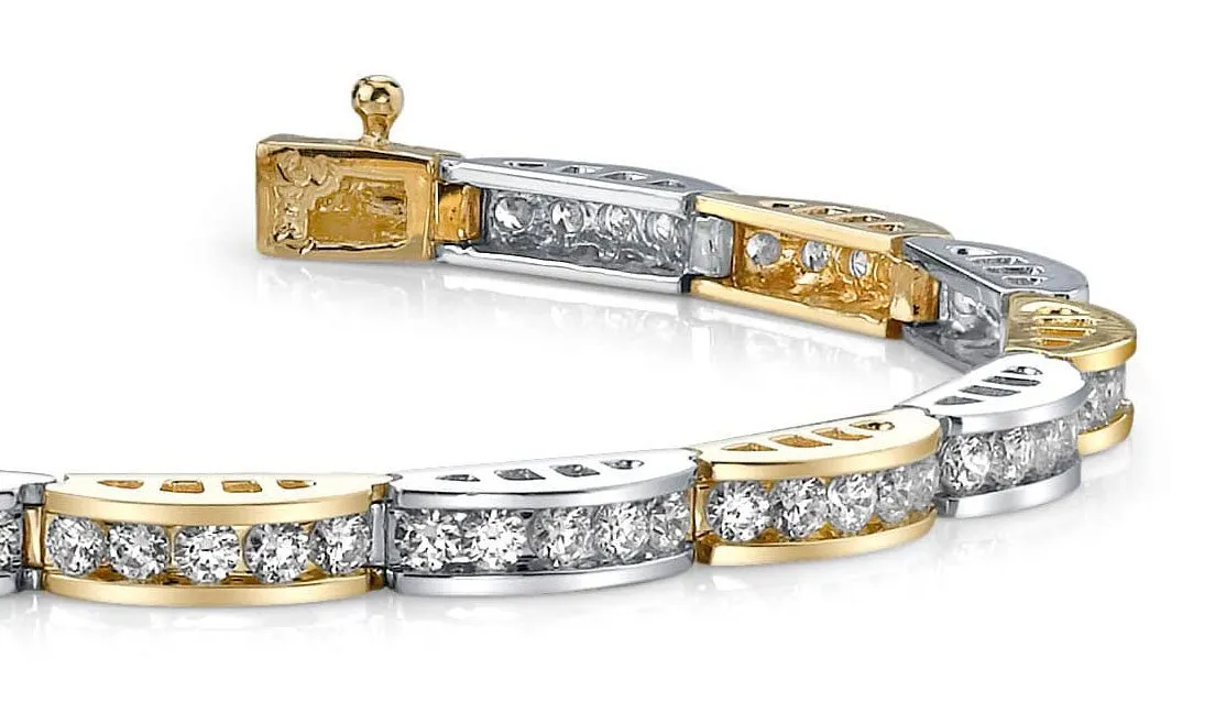 Two Tone Channel Link Lab-Grown Diamond Bracelet with 2.96 ct.(finished) 2.2mm