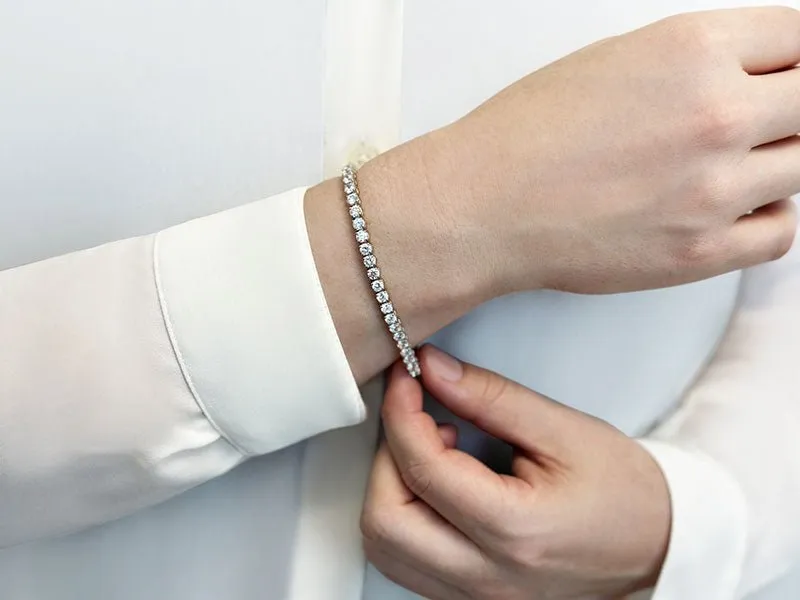 Ultimate Tennis Bracelet with Side Stones Lab-Grown Diamond  with 3.28 ct.(finished) 1mm, 2mm