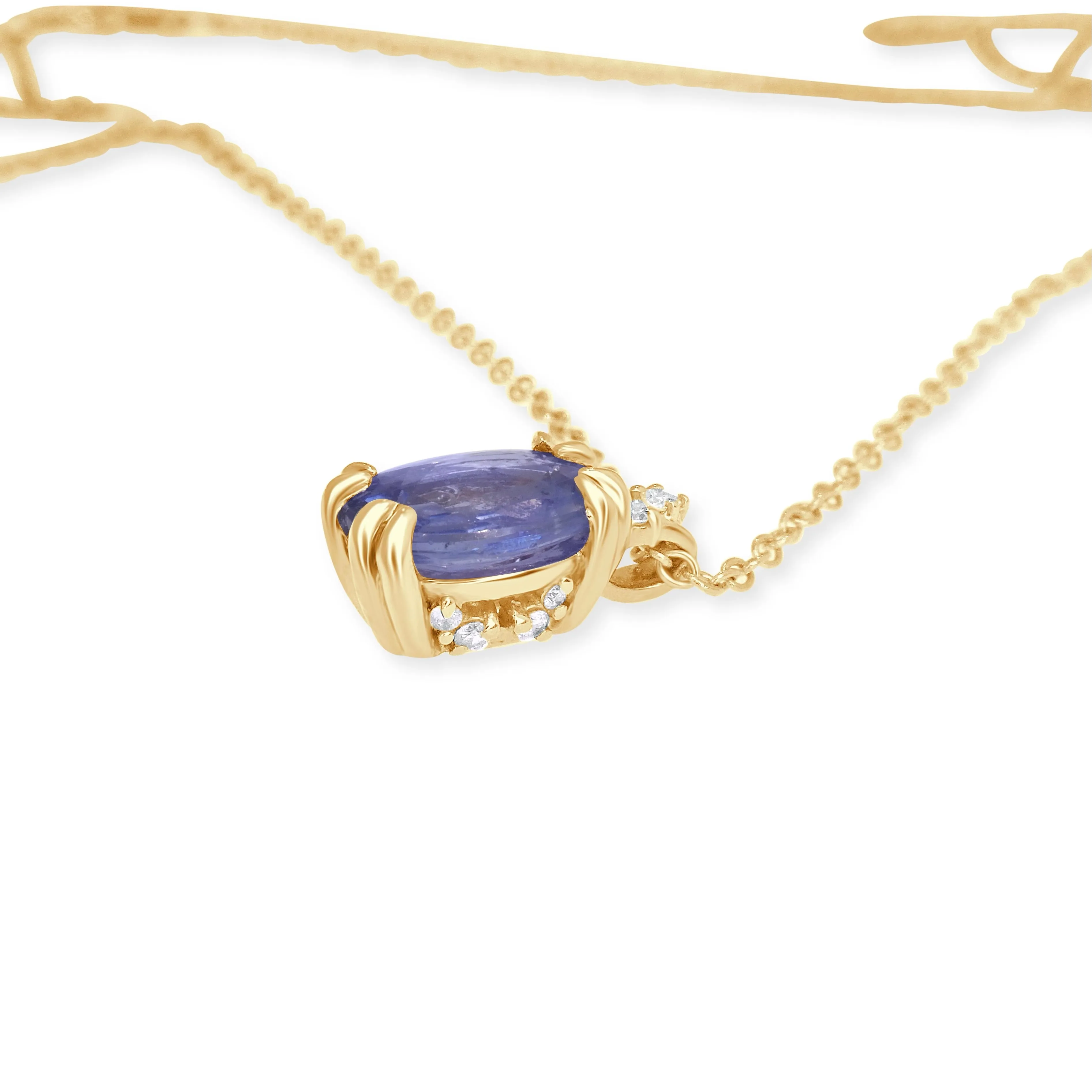 Victoria Natural Oval Blue Sapphire & Diamond Layering Gold Necklace