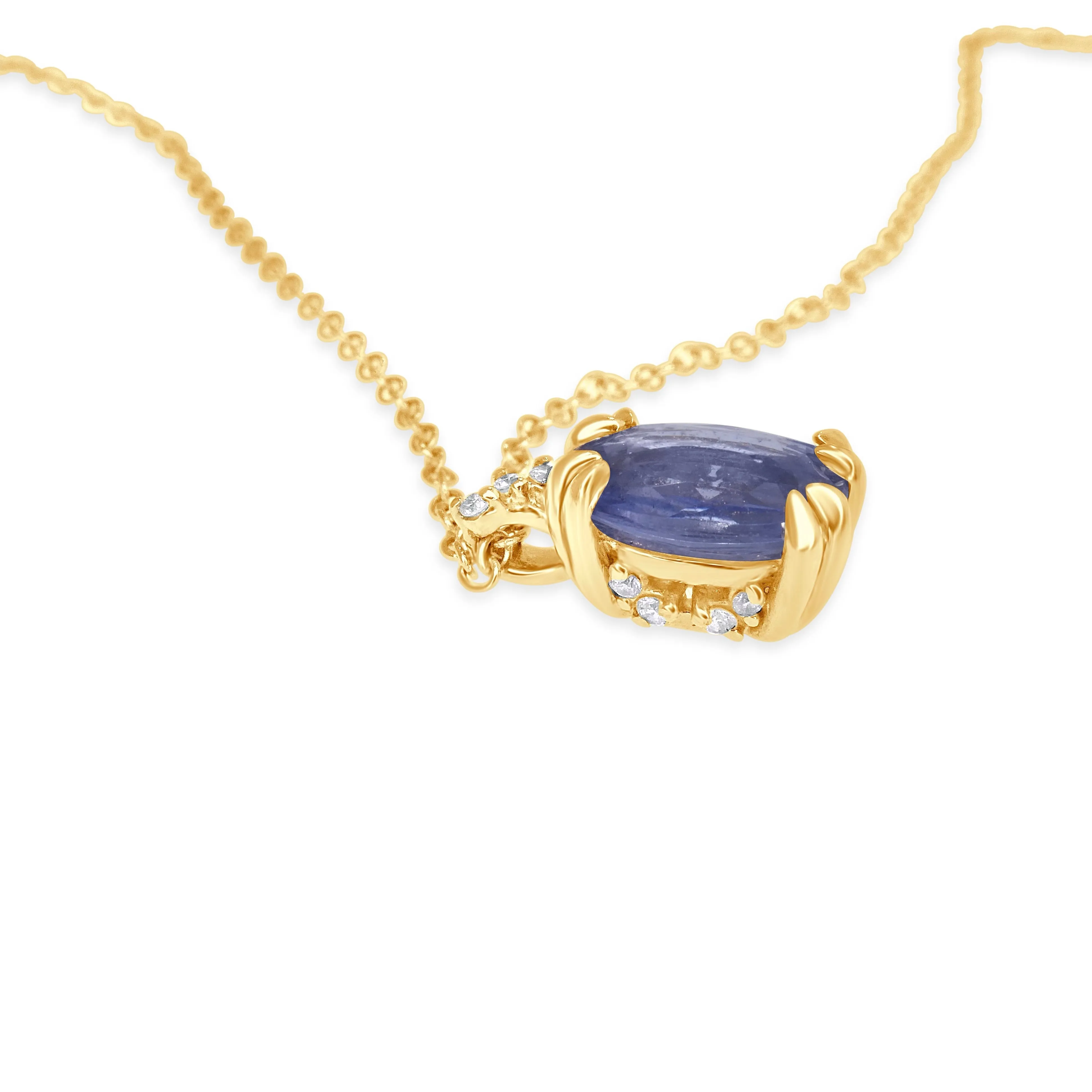 Victoria Natural Oval Blue Sapphire & Diamond Layering Gold Necklace