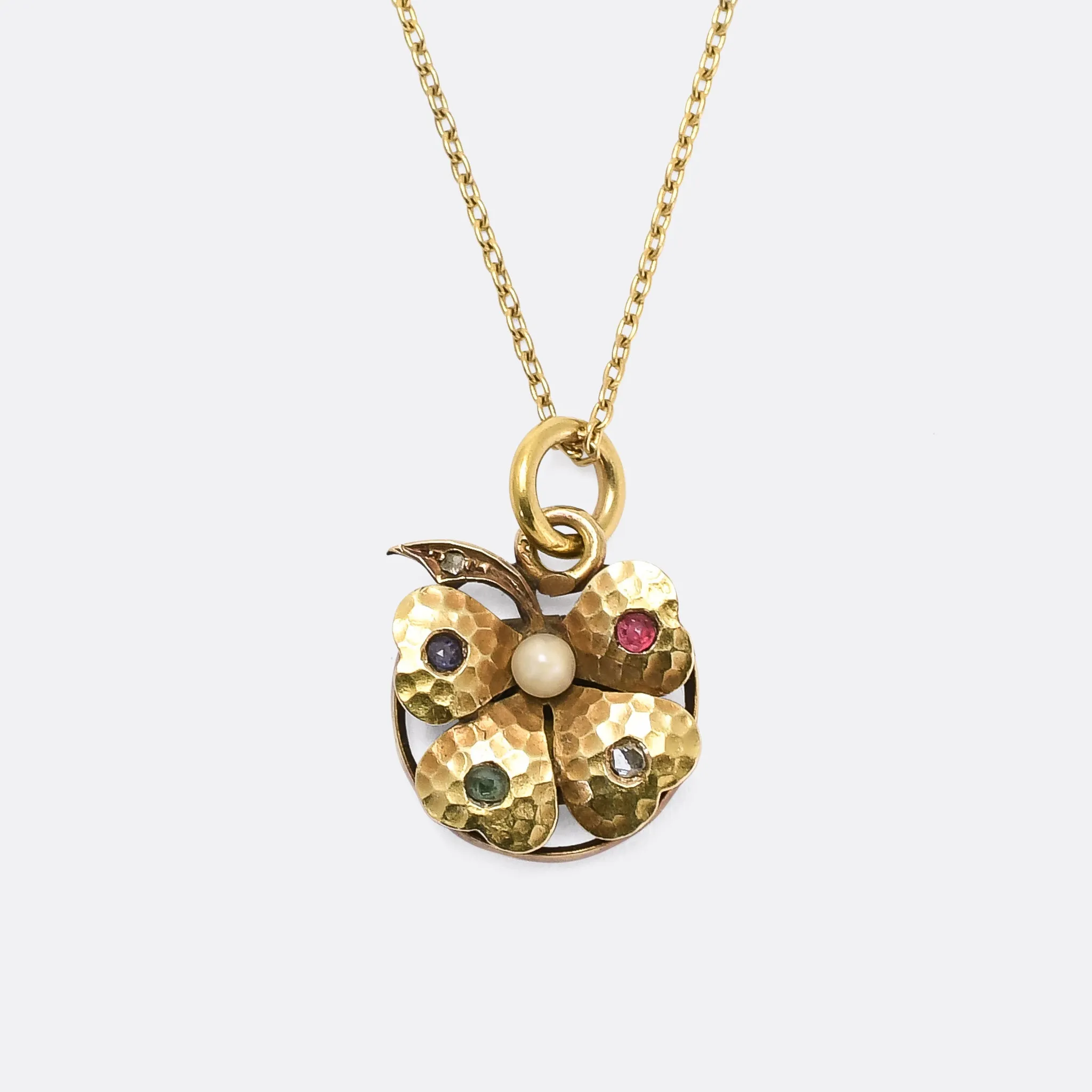 Victorian Acrostic DEAR Lucky Clover Locket