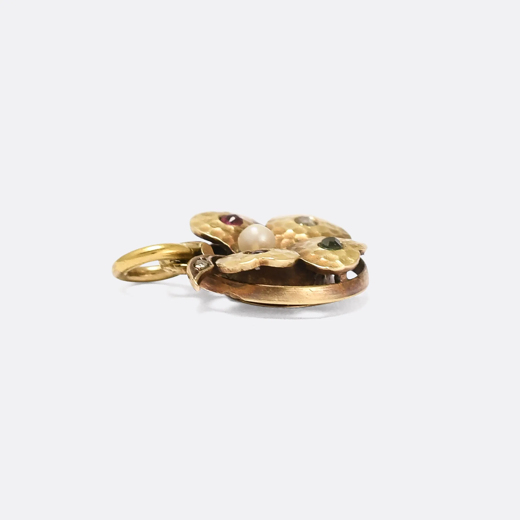 Victorian Acrostic DEAR Lucky Clover Locket