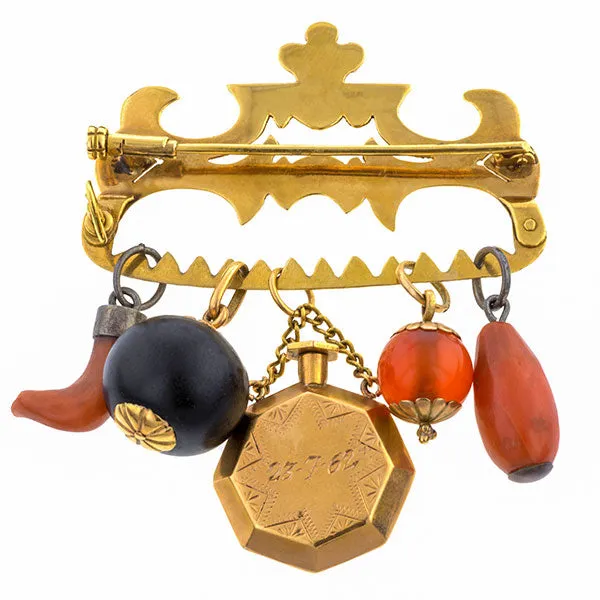 Victorian Engraved Talisman Charms Pin