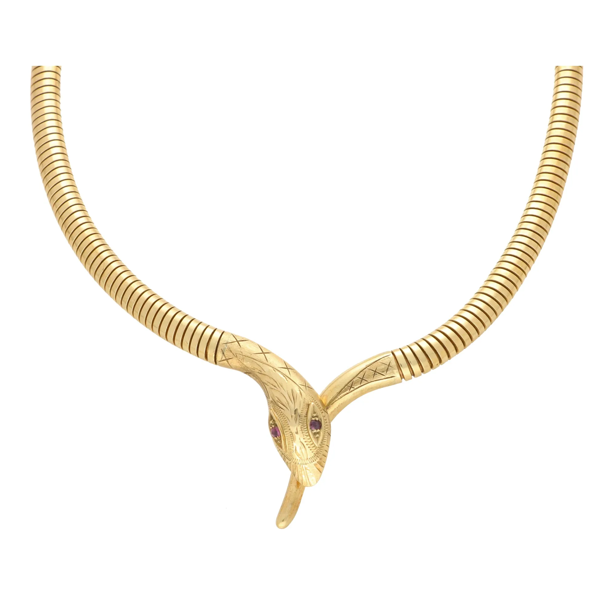 Vintage 1990's Ruby Eyed Snake Necklace