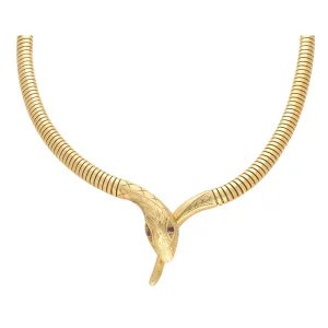 Vintage 1990's Ruby Eyed Snake Necklace