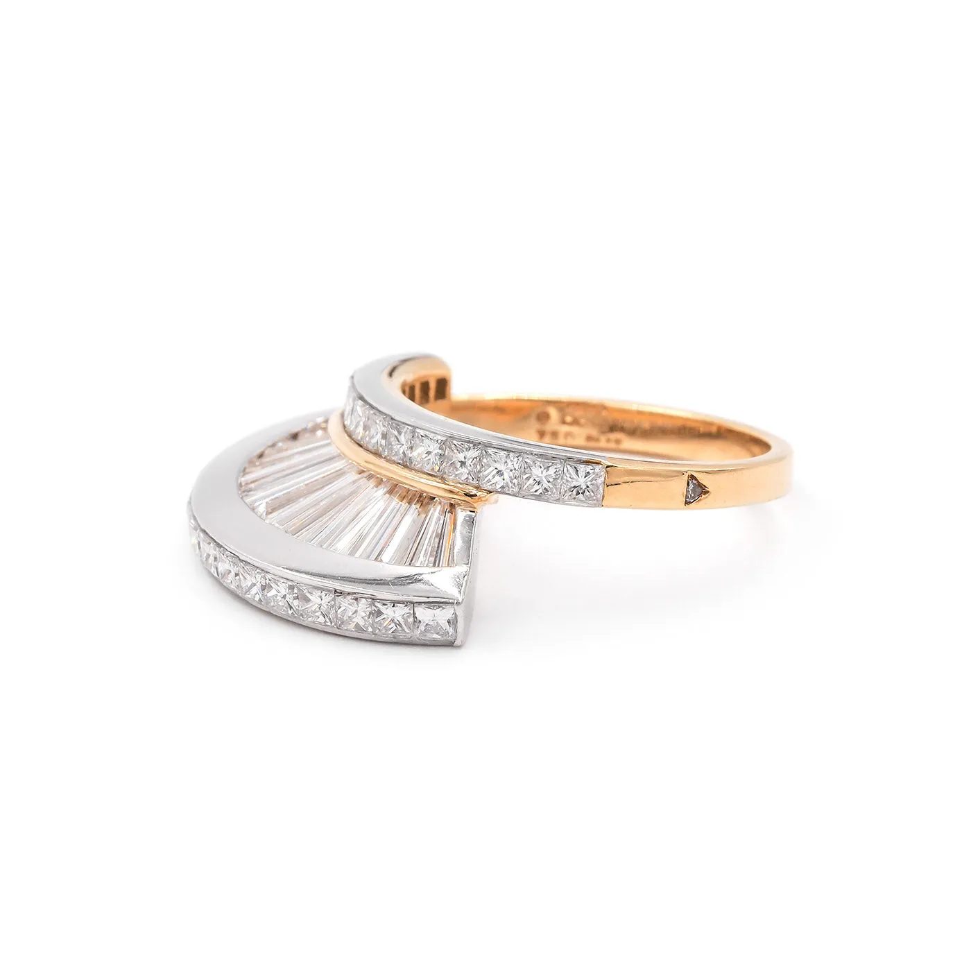 Vintage 8.00 Ctw. Baguette Cut & Princess Cut Diamond 'Fan' Ring Set By MWI ELOQUENCE