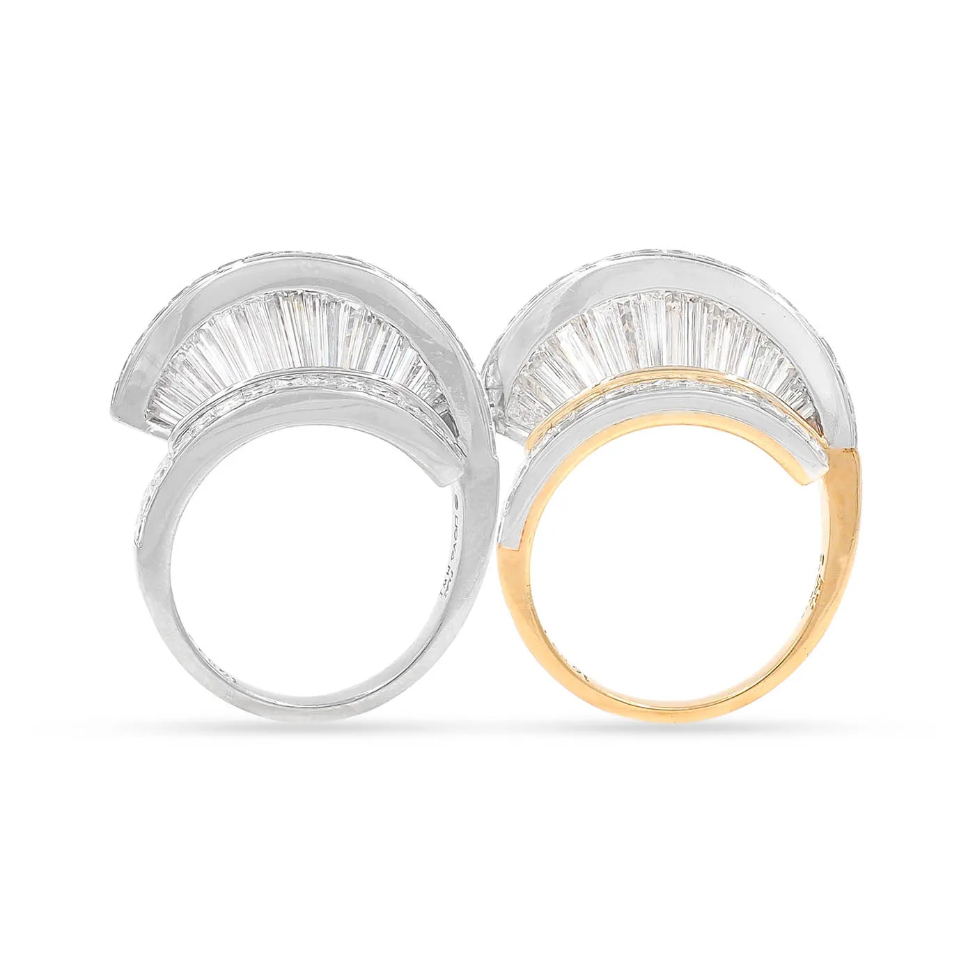 Vintage 8.00 Ctw. Baguette Cut & Princess Cut Diamond 'Fan' Ring Set By MWI ELOQUENCE