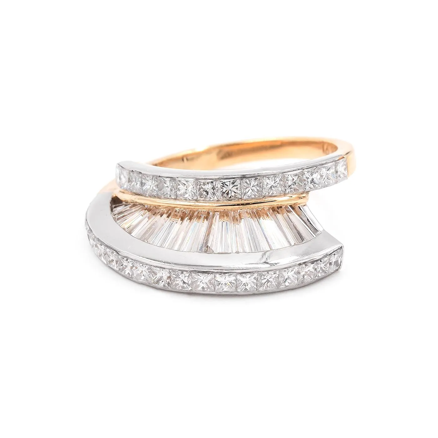 Vintage 8.00 Ctw. Baguette Cut & Princess Cut Diamond 'Fan' Ring Set By MWI ELOQUENCE