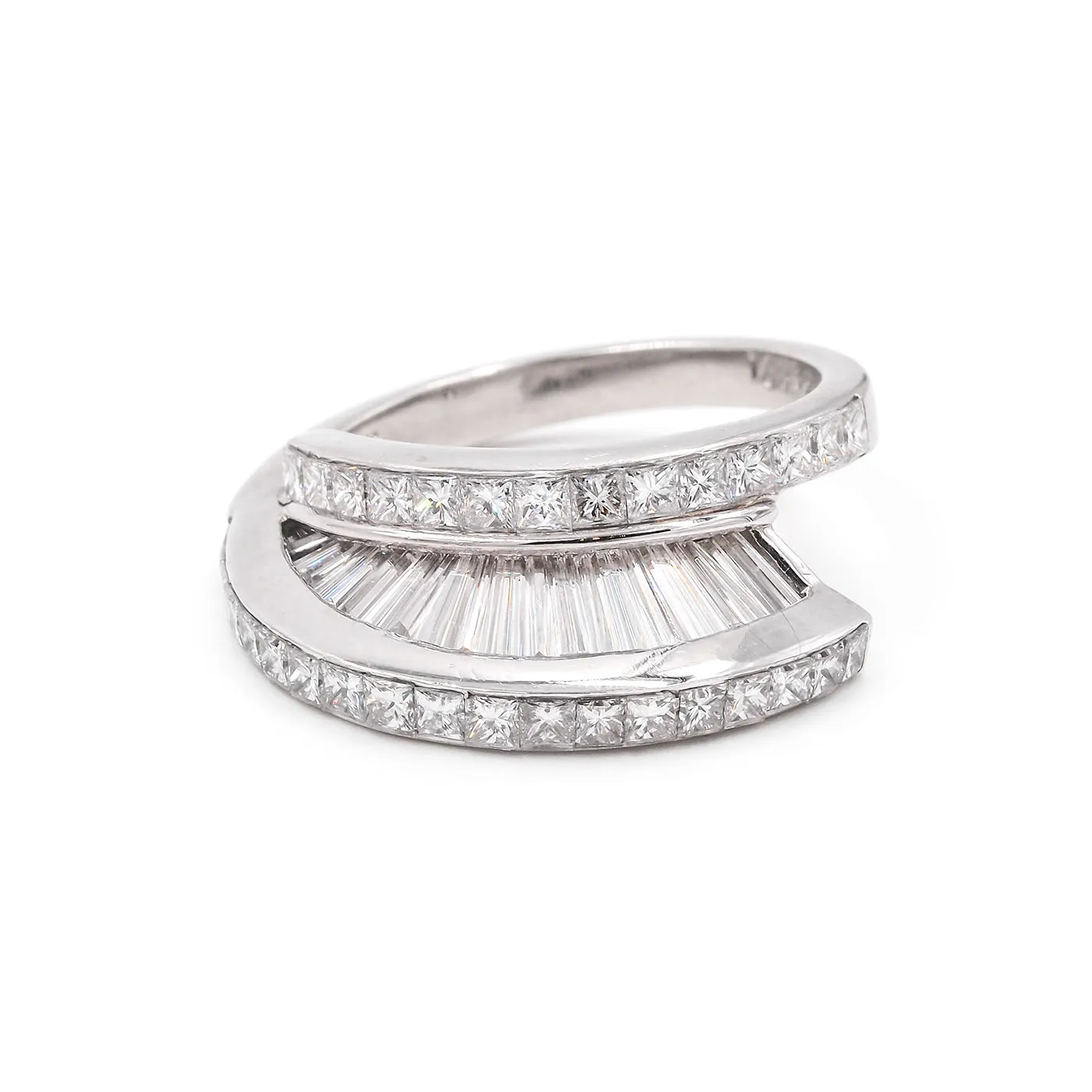 Vintage 8.00 Ctw. Baguette Cut & Princess Cut Diamond 'Fan' Ring Set By MWI ELOQUENCE