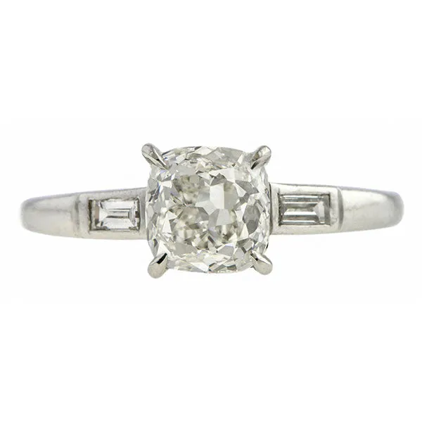 Vintage Engagement Ring, Cushion cut 1.53ct