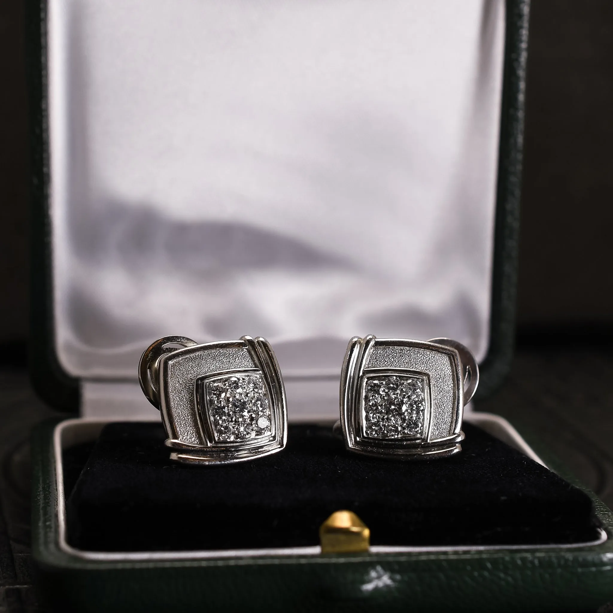 Vintage Gold Diamond Earrings by Leo De Vroomen