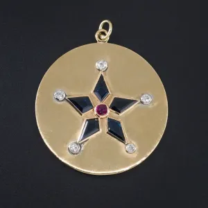 Vintage Star Pendant | 14k Gold Sapphire Ruby Diamond Star Pendant