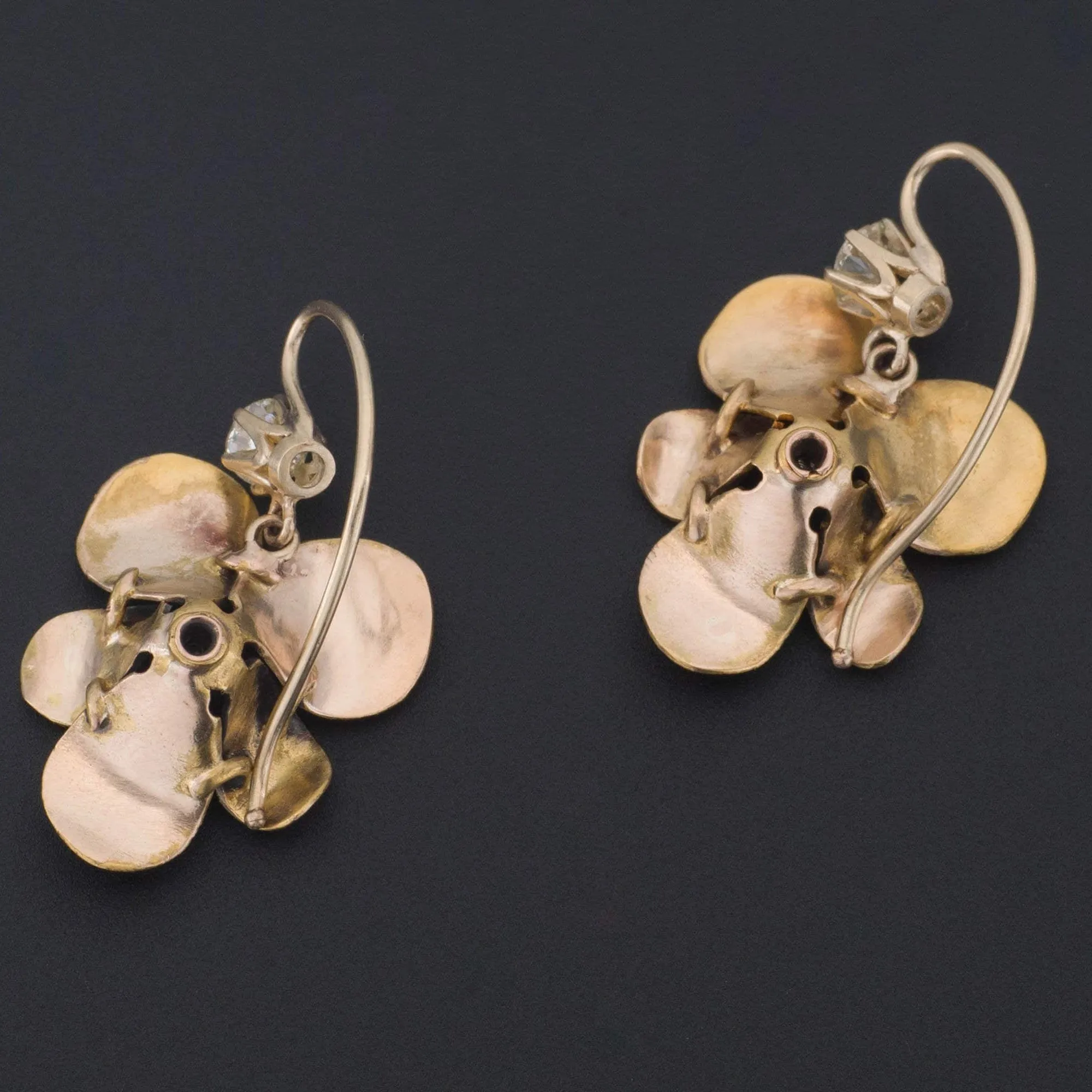 Violet Earrings | 14k Gold & Diamond Flower Earrings
