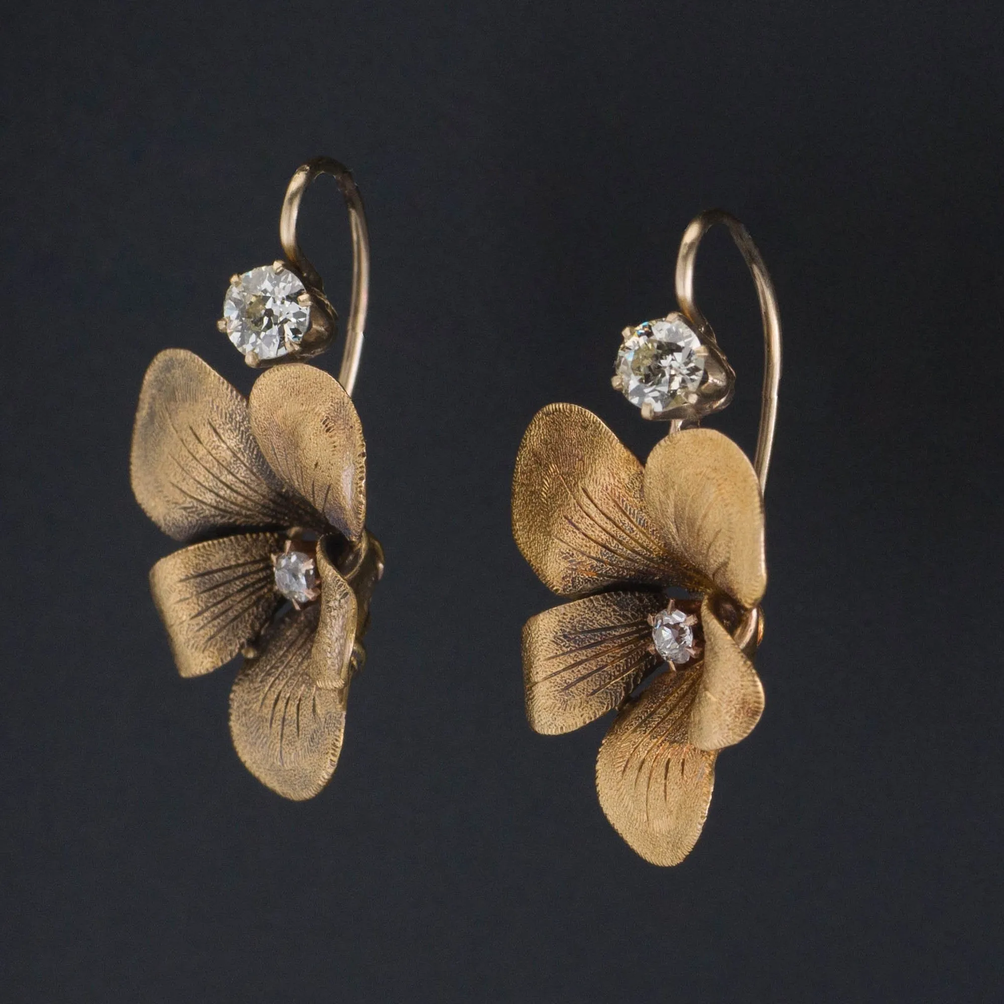 Violet Earrings | 14k Gold & Diamond Flower Earrings