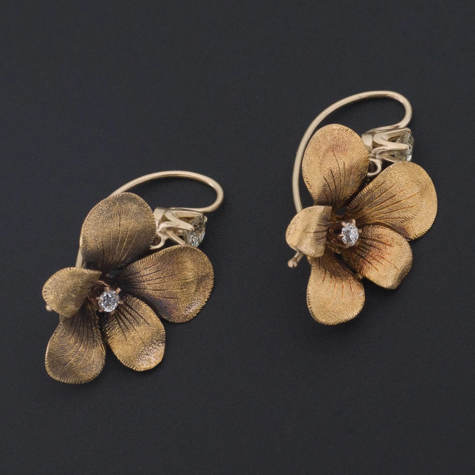 Violet Earrings | 14k Gold & Diamond Flower Earrings