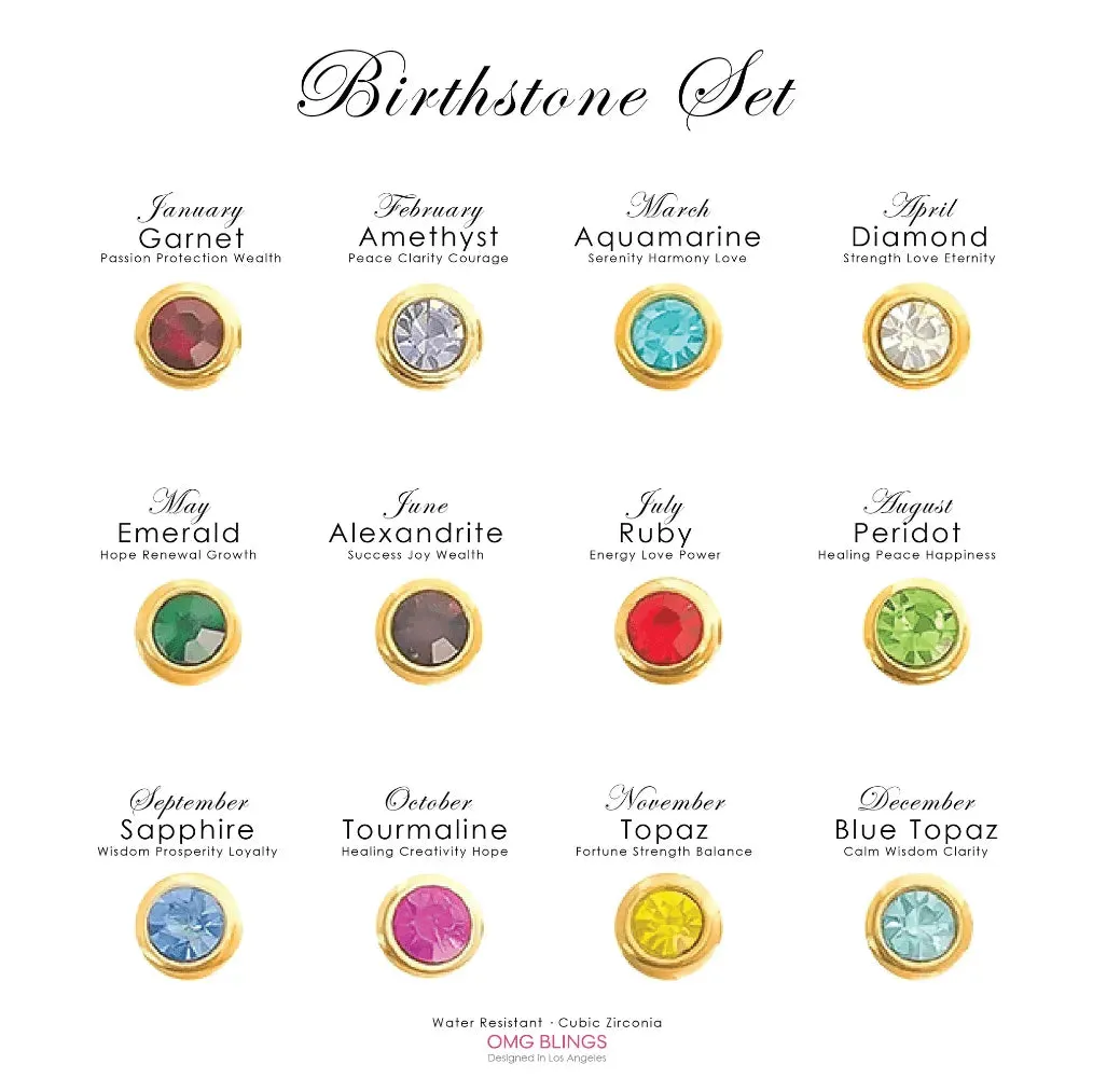 Water Resistant Birthstone Necklace Set