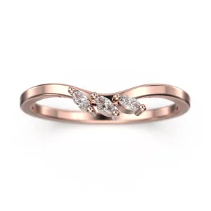 Wedding Band 0.12 Ct Diamond Moissanite Ring Three Marquise Stones 10K/14K/18K Solid Gold