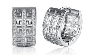 White Sapphire Pav'e Celtic Hinged Earrings with 14K Gold Plating
