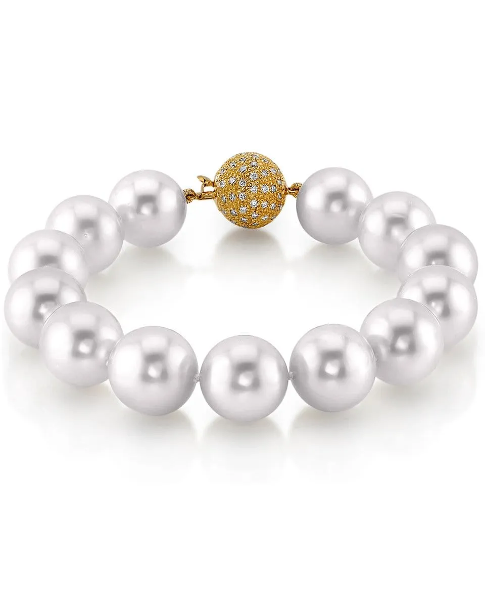White South Sea White Pearl Bracelet, 12.0-13.0mm - AAAA Quality