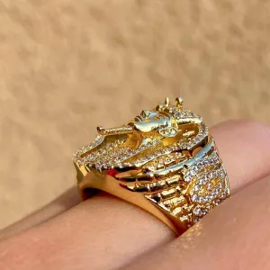 Wholesale Religion 14k Gold Plated Wax Paving Stones Sterling Silver Egyptian King Rings For Men