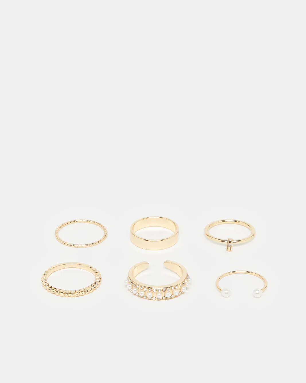 Women Gold Embellished Ring Set (Pack of 6)