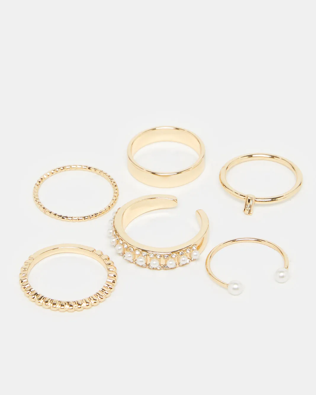 Women Gold Embellished Ring Set (Pack of 6)