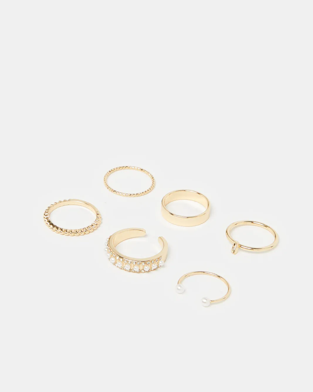 Women Gold Embellished Ring Set (Pack of 6)