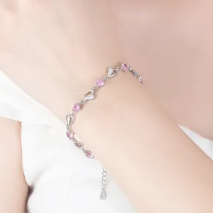 Women's Fashion Hollowed-out Heart-shaped Silver-plated Bracelet