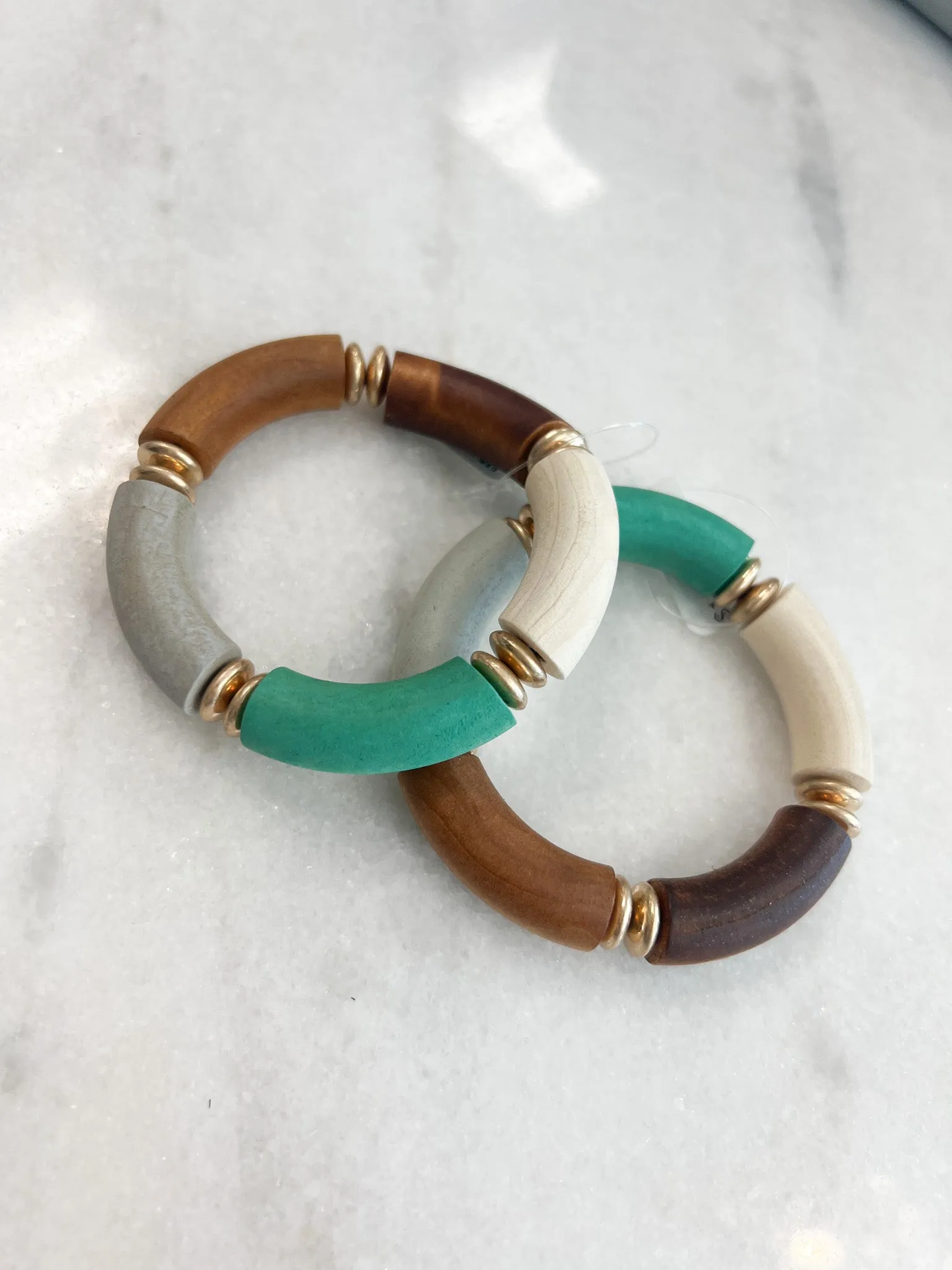 Wood   Disc Mint Bracelet