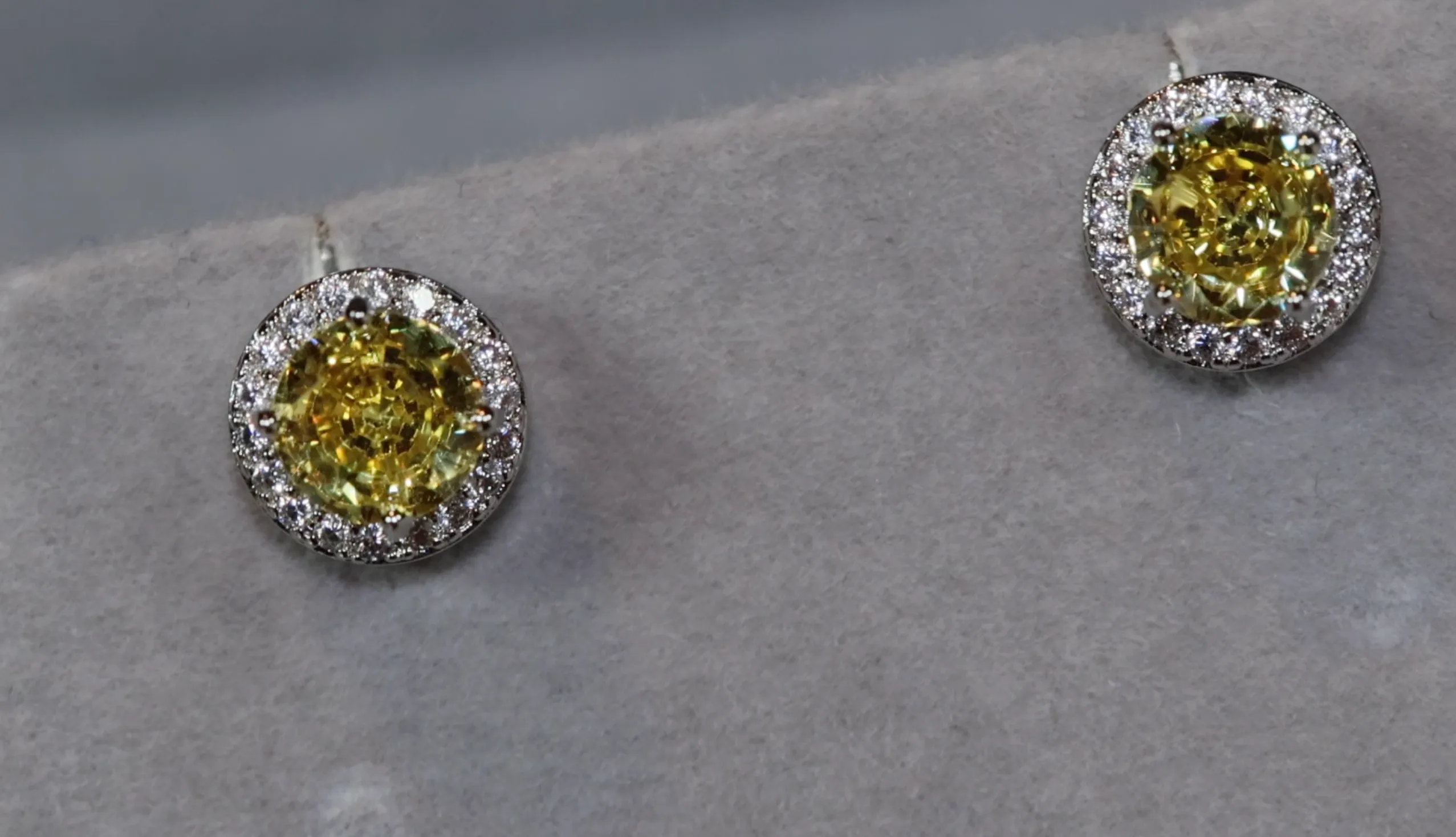 Yellow Diamond Earrings | Womens Ear Studs | Iced Out Ear Studs | Yellow Diamond Ear Studs | Diamond Ear Studs | Mens Hip Hop Ear Studs