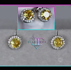 Yellow Diamond Earrings | Womens Ear Studs | Iced Out Ear Studs | Yellow Diamond Ear Studs | Diamond Ear Studs | Mens Hip Hop Ear Studs