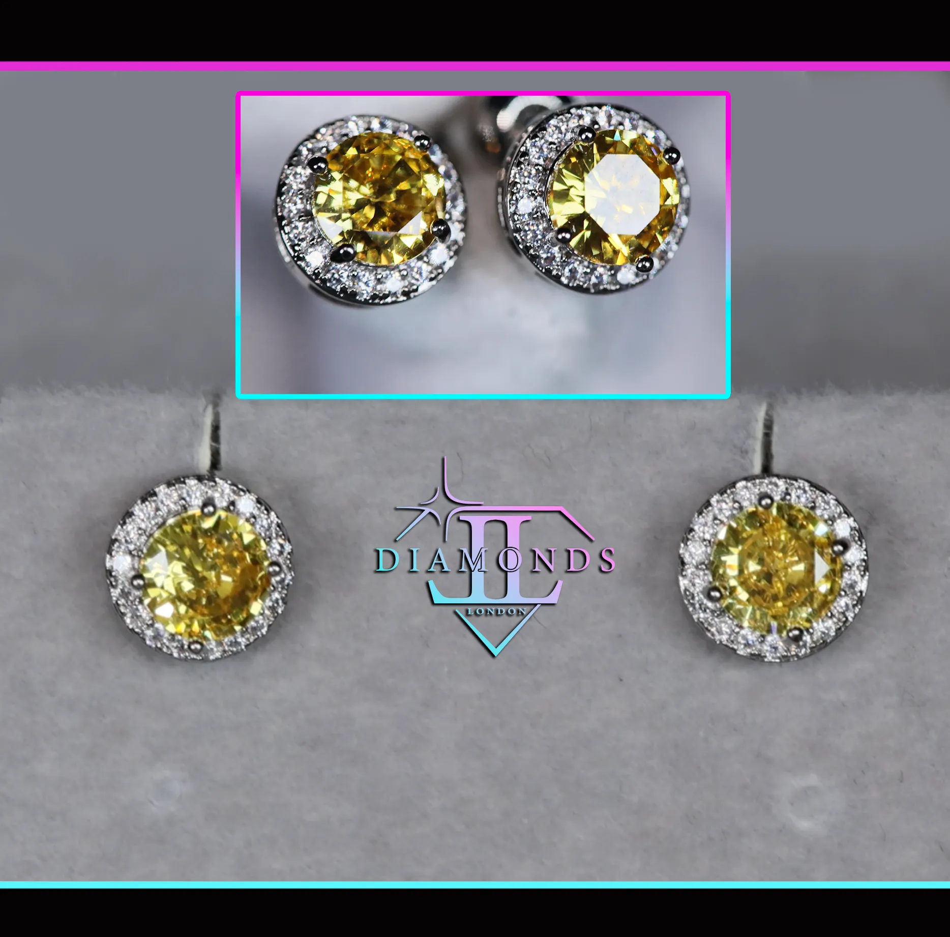 Yellow Diamond Earrings | Womens Ear Studs | Iced Out Ear Studs | Yellow Diamond Ear Studs | Diamond Ear Studs | Mens Hip Hop Ear Studs
