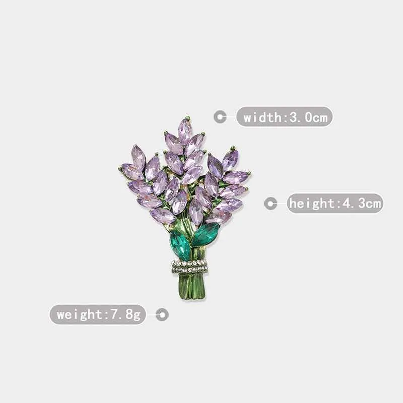 Yellow Purple Crystal Lavender Brooch Pin