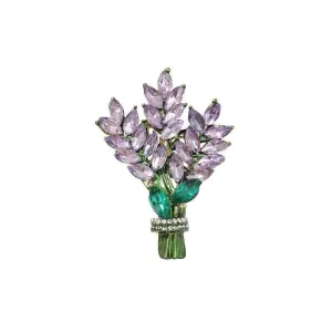 Yellow Purple Crystal Lavender Brooch Pin