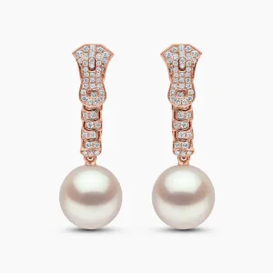 Zyyp 18K Rose Gold South Sea Pearl and Diamond Zip Earrings